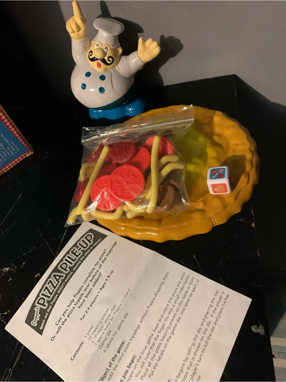 Vtg Poppa's Pizza Topple Toppings Balancing Game Pile Up Missing One Topping